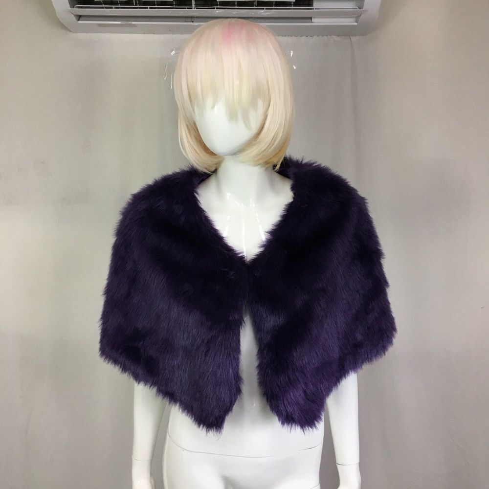 Cache Women's Purple Faux Fur Elegant Wrap Shrug Size S/M - Picture 3 of 10